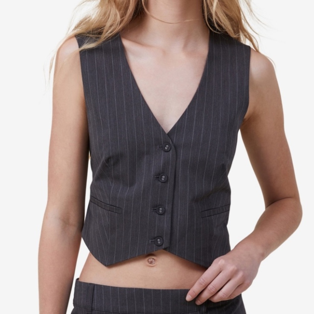 Cotton On Suiting Vest: Pinstripe Grey